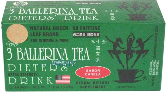 3 boxes of 3 Ballerina Tea Dieters' Drink (Extra Strength) (54 teabags supply)
