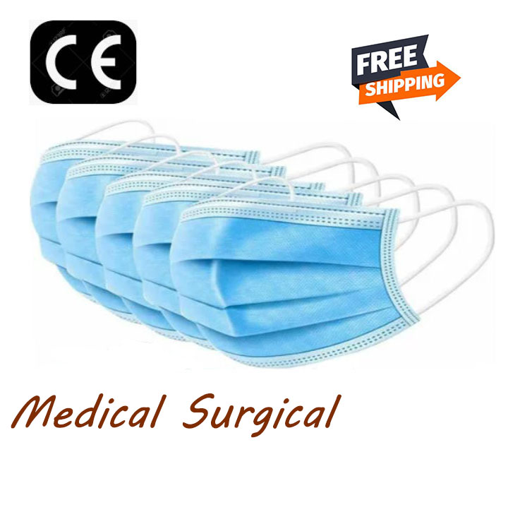 Medical Surgical Disposable Protective 3-Ply Face Mask with CE certification 60 pcs